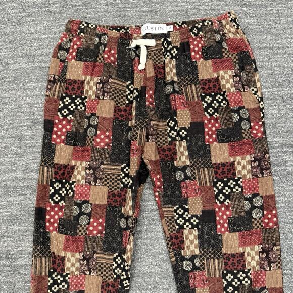 Gustin Japan Red Patchwork Joggers Men Small Geometric Pull On Drawstring USA - Picture 8 of 11